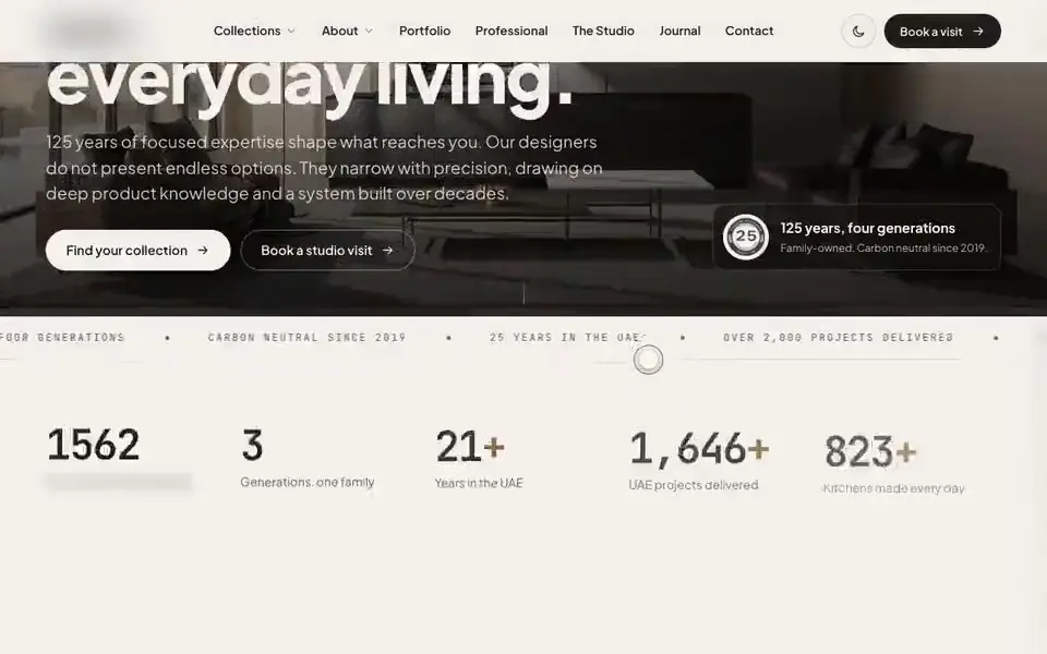A still from the german kitchens website, names blurred