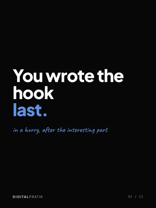 Cover slide of the carousel: Ad hooks, the first three seconds