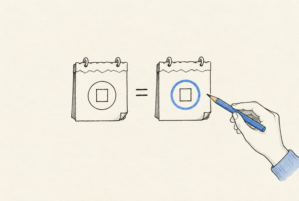 A sketch that explains: The date, side by side