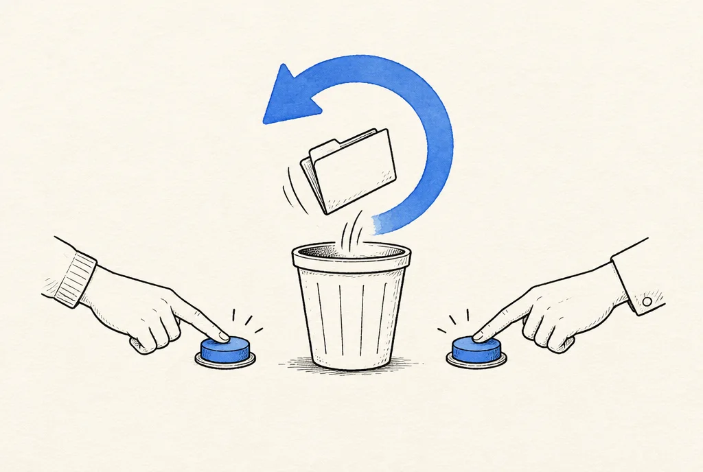 A sketch that explains: Two people, two taps, a 30-day undo